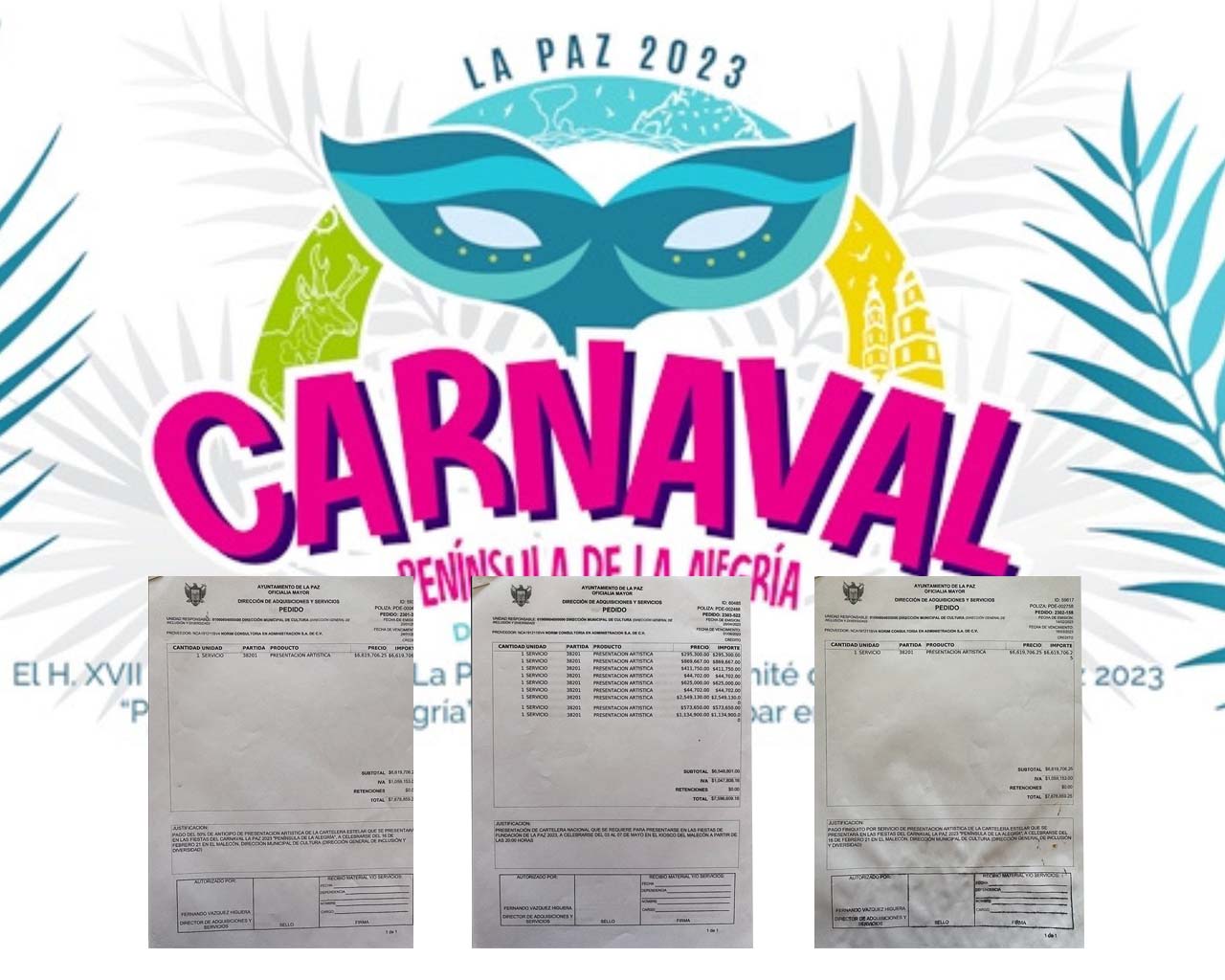 ‘Consultora Administrativa’ recibió por adjudicación directa más de 22 MDP para cartelera de Carnaval La Paz 2023.
