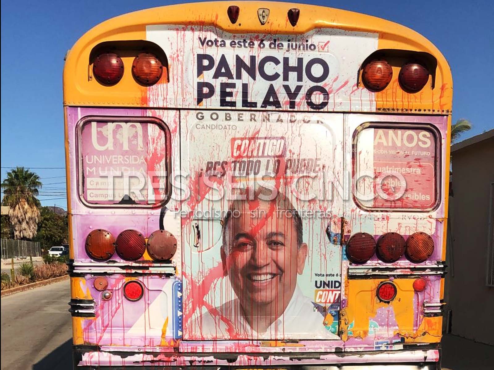 Dañan unidades de transporte con publicidad de candidato del PAN